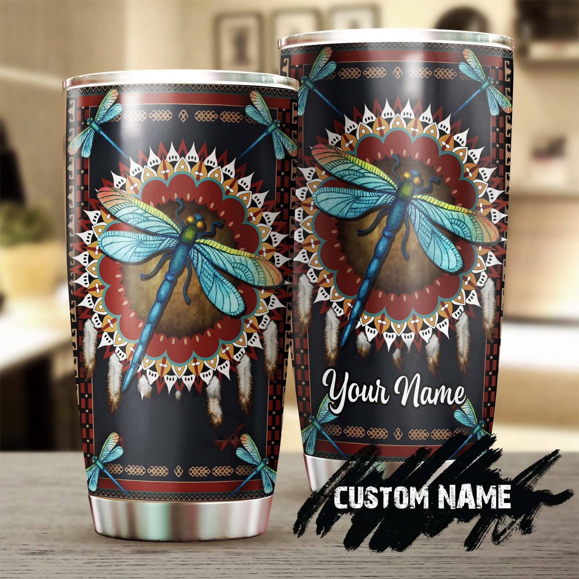 Dragonfly Hippie Dreamcatcher Native Personalized Tumbler