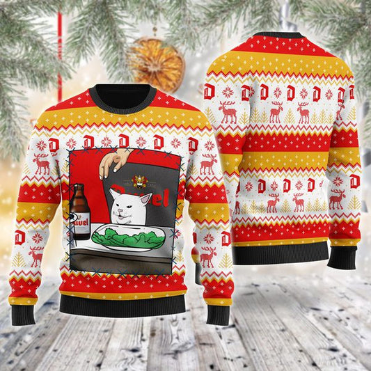Duvel Beer Cat Meme Christmas Ugly Sweater