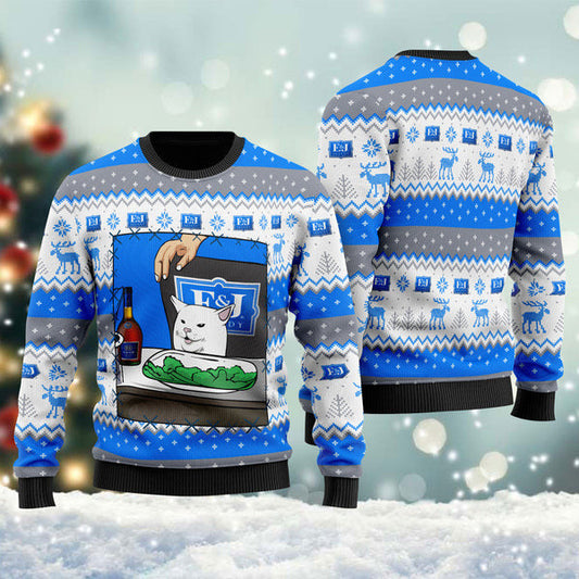 E&J Brandy Cat Meme Christmas Ugly Sweater