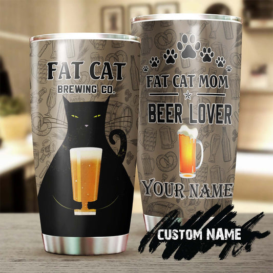 Fat Cat Mom Beer Lover Personalized Tumbler