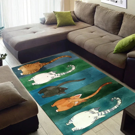 Five Cats Rectangle Rug Home Decor
