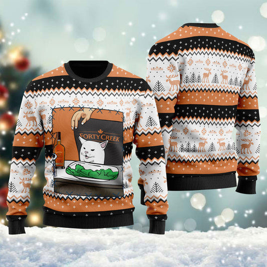 Forty Creek Whisky Cat Meme Christmas Ugly Sweater