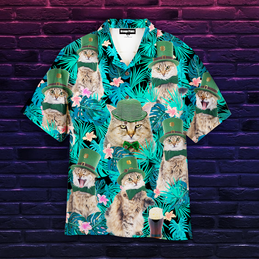 Funny Cat Happy Irish St Patricks Day Hawaiian Shirt