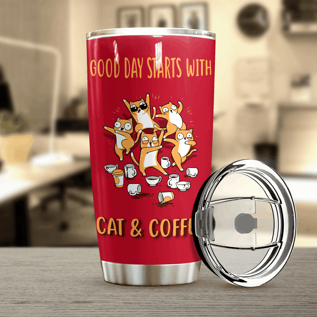 Funny Cat Personalized Coffee Lover Tumbler 1