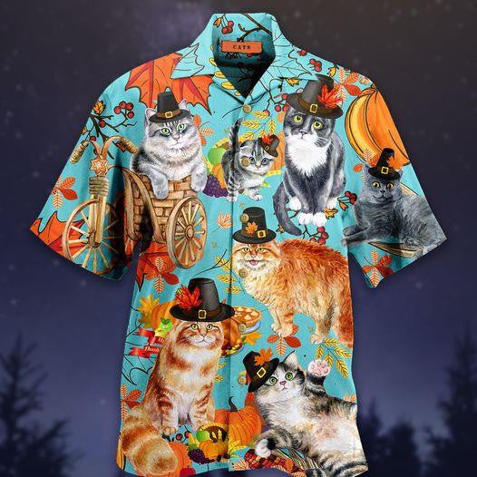 Funny Cat Thanksgiving Unisex Hawaiian Shirt