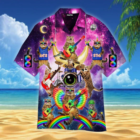 Funny Cats Music Band Hawaiian Shirt