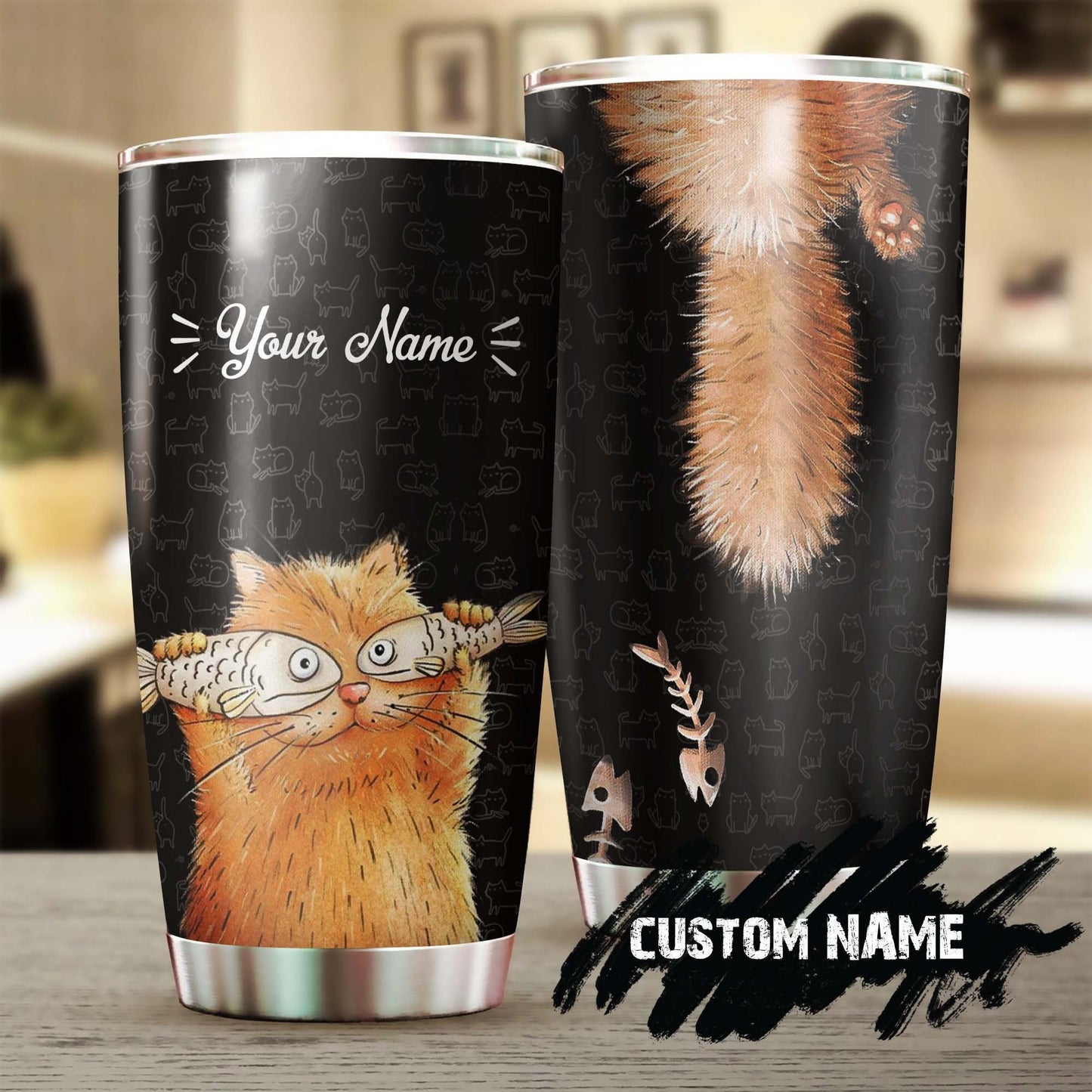 Funny Chubby Cat Personalized Tumbler
