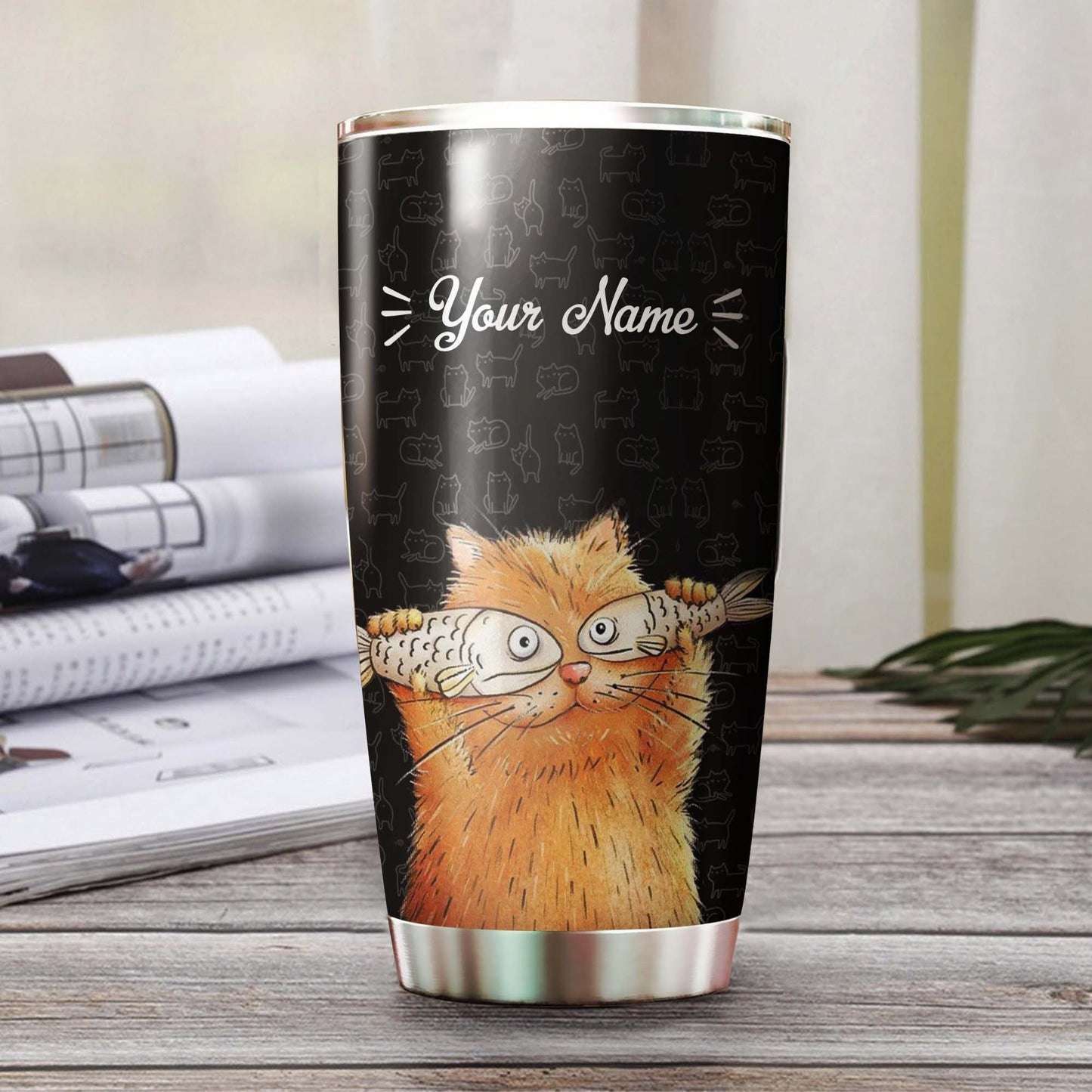 Funny Chubby Cat Personalized Tumbler 1