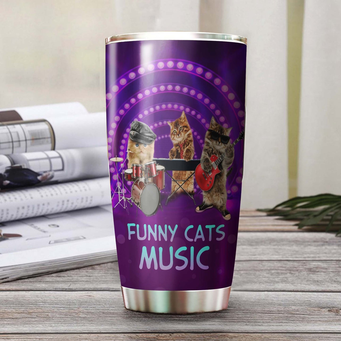 Funny Music Cats Personalized Tumbler 1