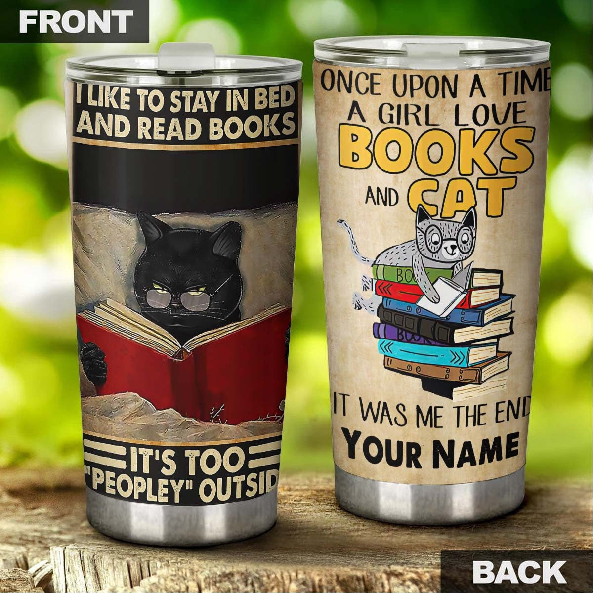 Girl Loves Cat And Book World Personalized Tumbler 1