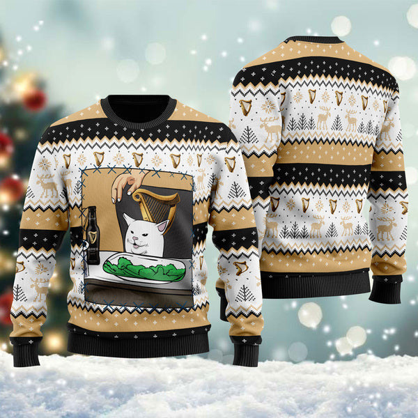 Guinness Beer Cat Meme Christmas Ugly Sweater