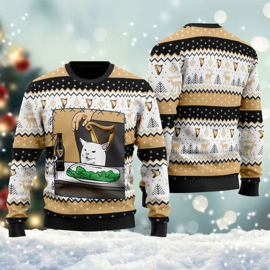 Guinness Beer Cat Meme Christmas Ugly Sweater