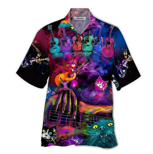 Guitar Cat Hawaiian Shirt