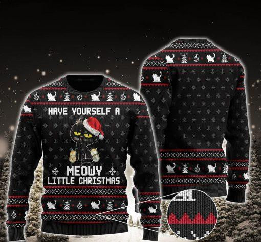 Have Yourself A Meowy Little Christmas Black Cat Ugly Sweater