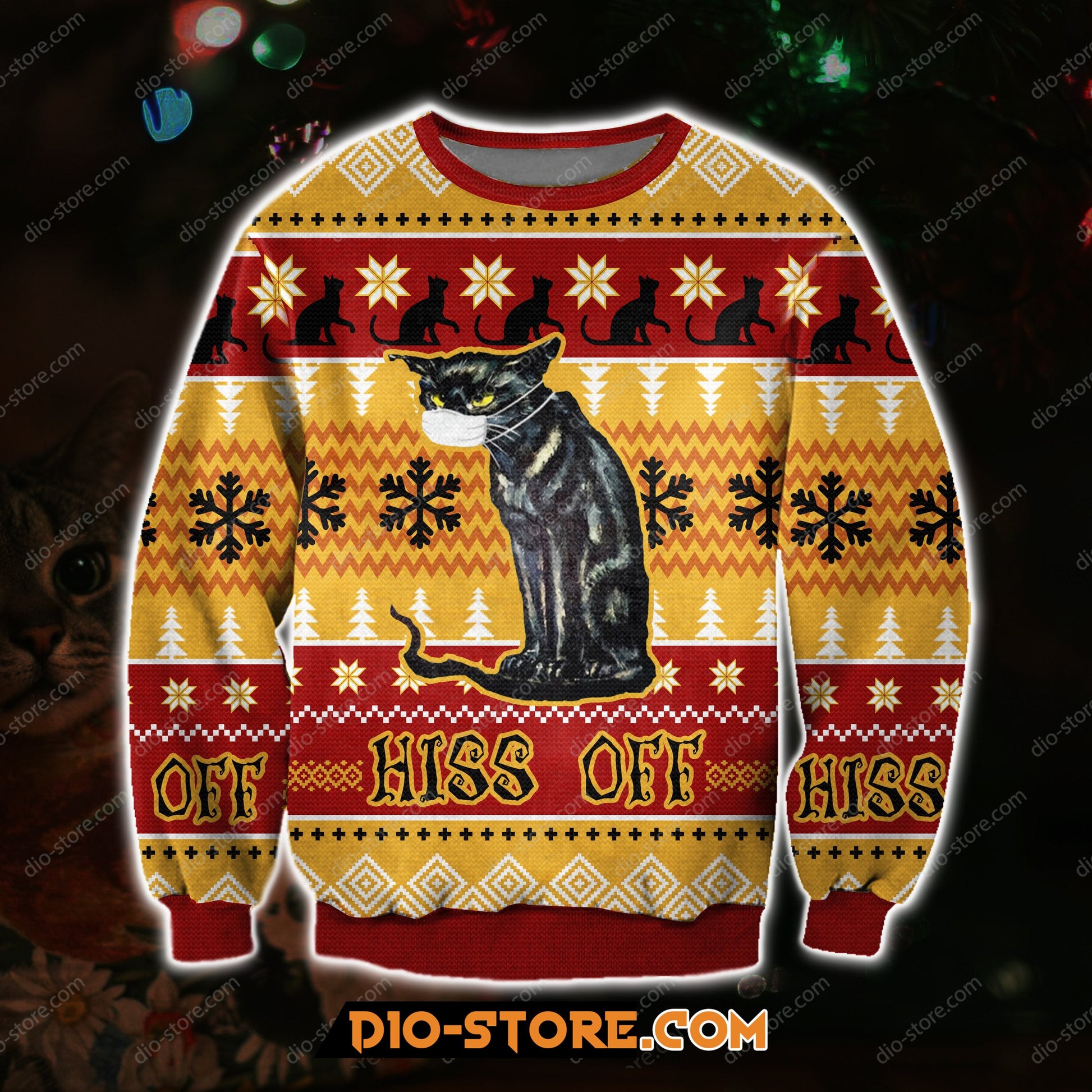 Hiss Off Cat 3D All Over Print Ugly Christmas Sweater