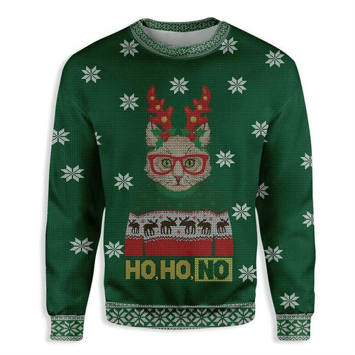 Ho Ho No Cat Christmas Ugly Christmas Sweater
