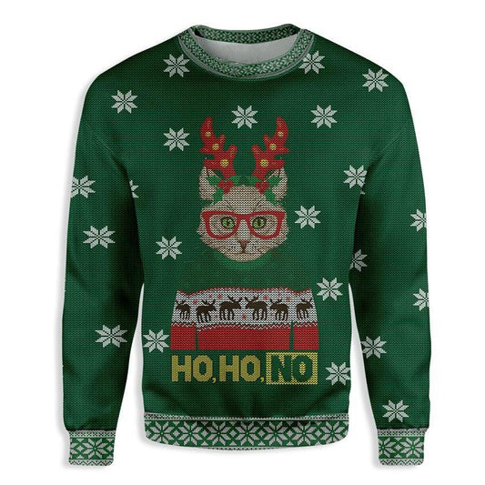 Ho Ho No Cat Christmas Ugly Christmas Sweater