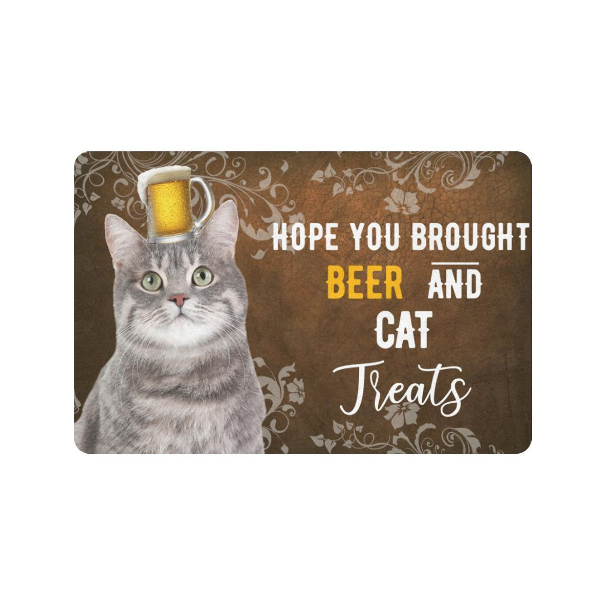 Hope You Brought Beer And Treats Cat DoorMat 1