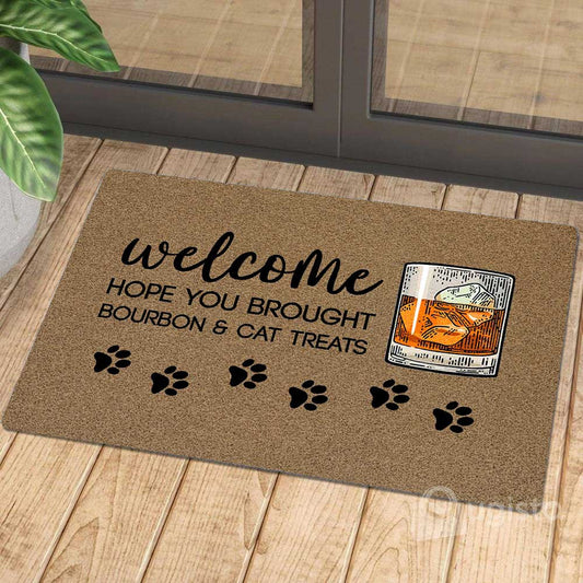 Hope You Brought Bourbon And Cat Treats 01 Doormat