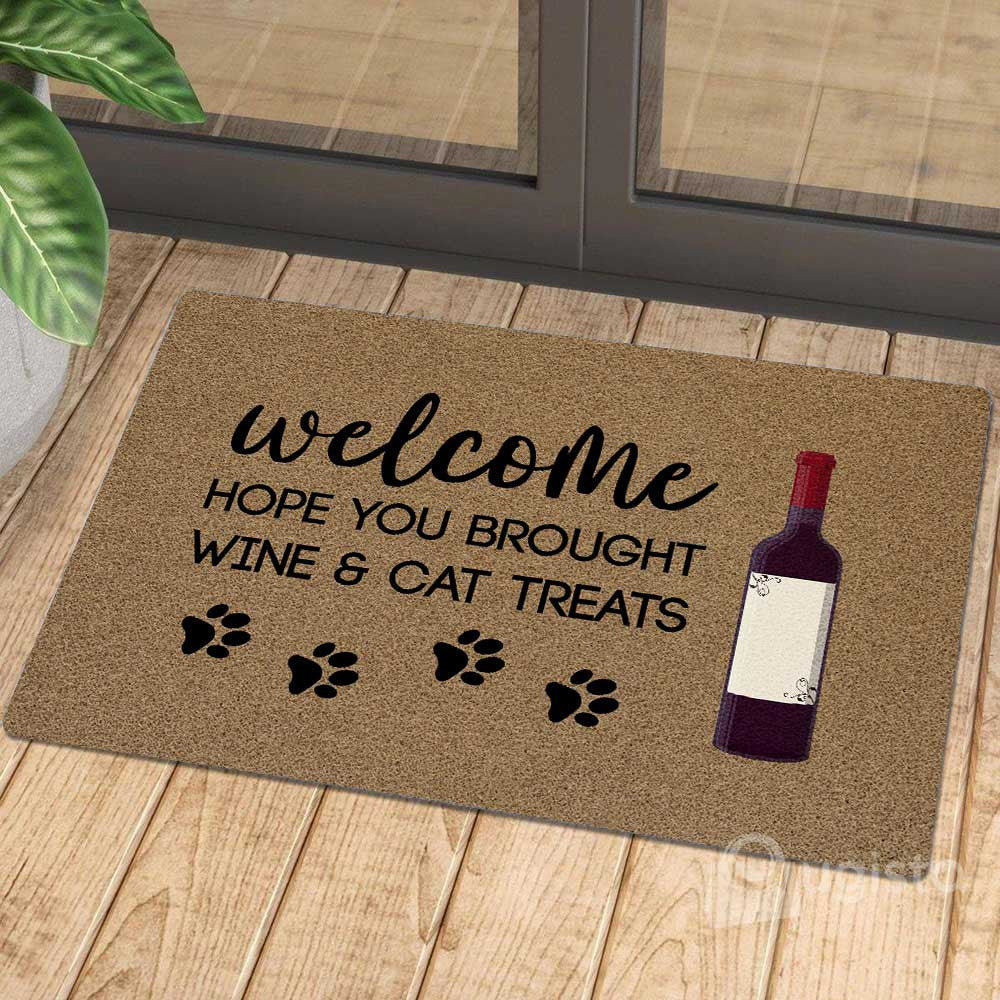 Hope You Brought Wine And Cat Treats 01 Doormat