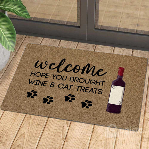 Hope You Brought Wine And Cat Treats 01 Doormat