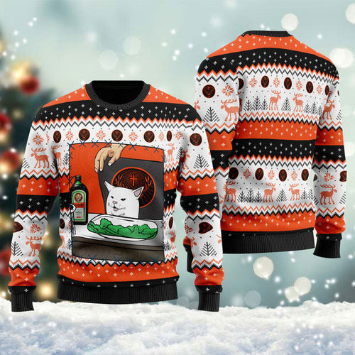 Jagermeister Cat Meme Christmas Ugly Sweater