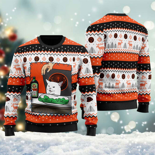 Jagermeister Cat Meme Christmas Ugly Sweater