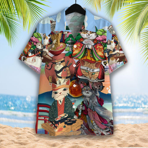 Japanese Neko Cat Hawaiian Shirt