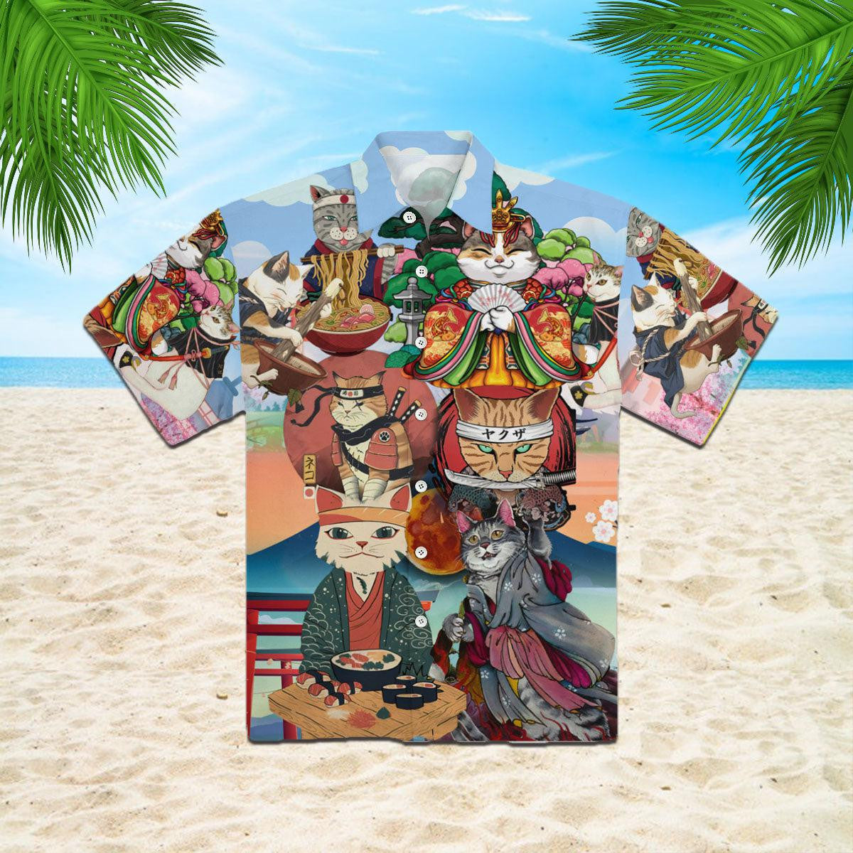 Japanese Neko Cat Hawaiian Shirt 1