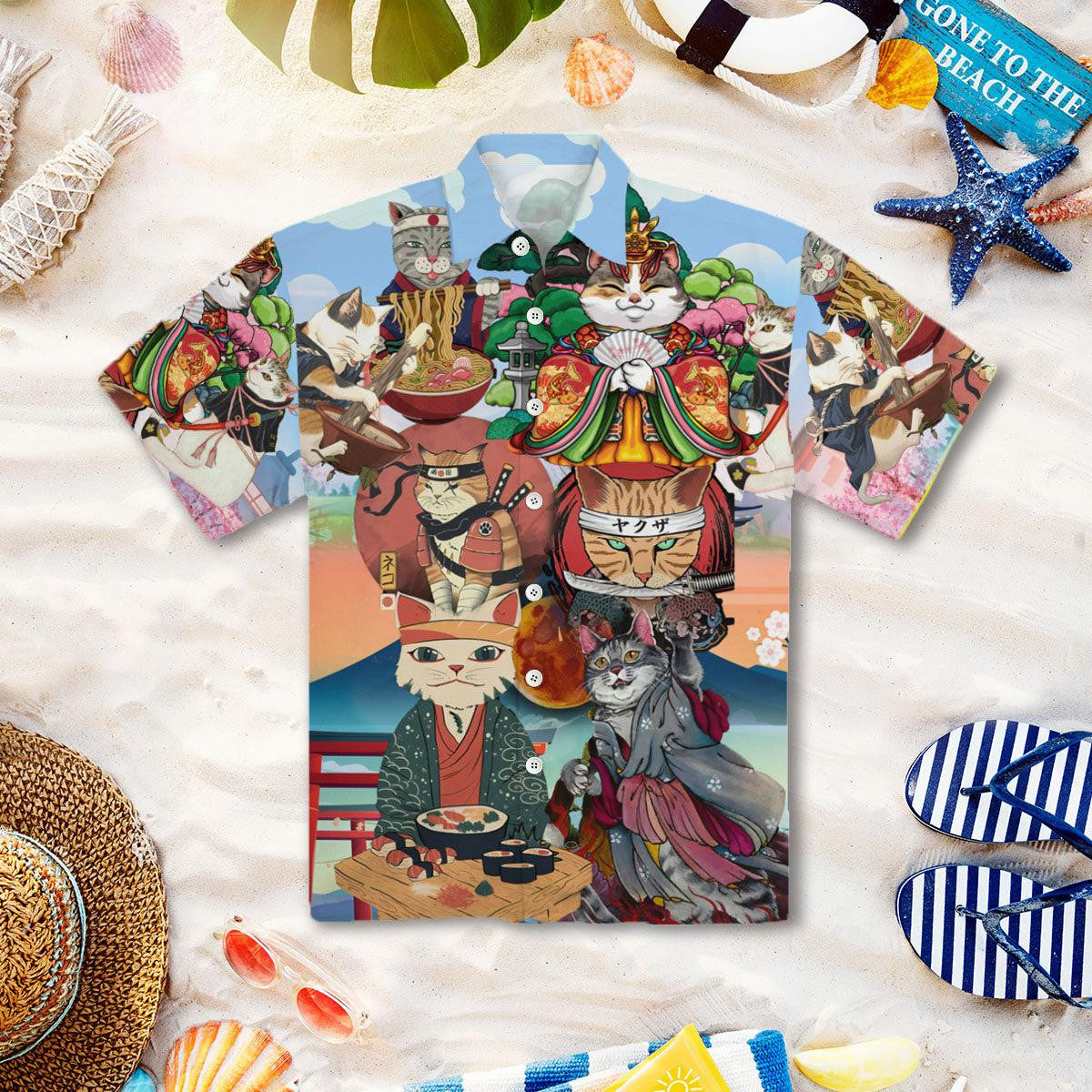 Japanese Neko Cat Hawaiian Shirt 2