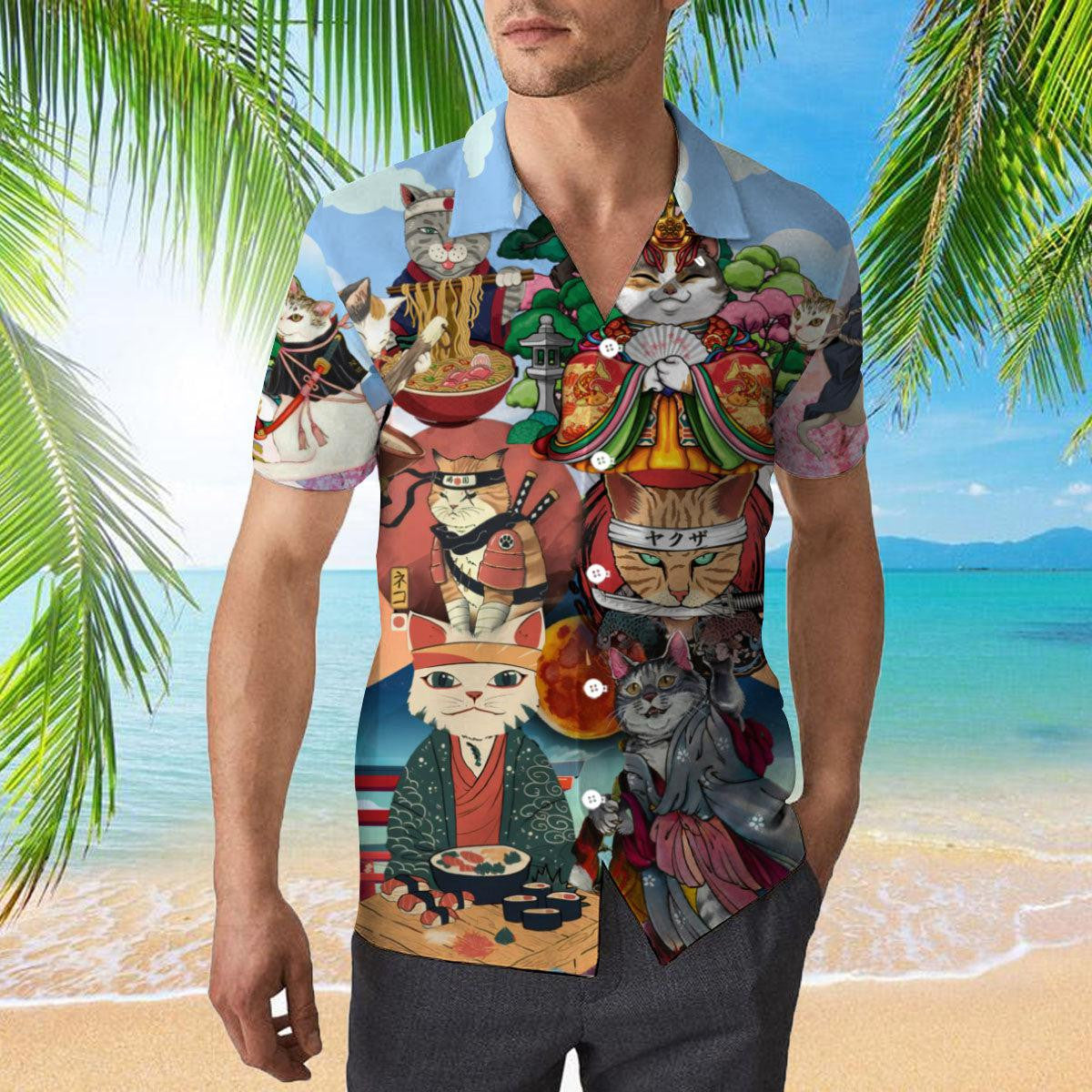 Japanese Neko Cat Hawaiian Shirt 3