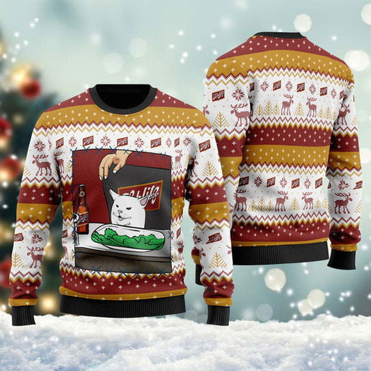 Joseph Schlitz Cat Meme Christmas Ugly Sweater