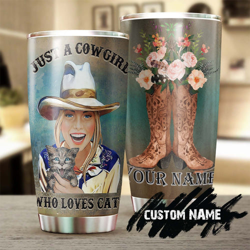 Just A Cowgirl Who Loves Cats Personalized Tumbler