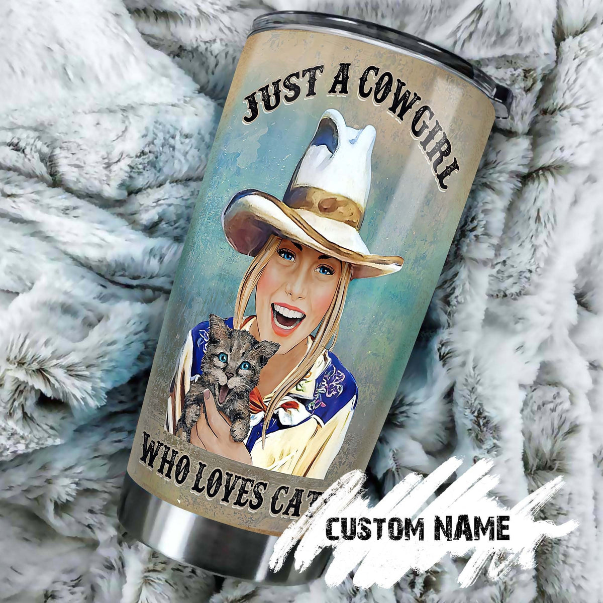 Just A Cowgirl Who Loves Cats Personalized Tumbler 1