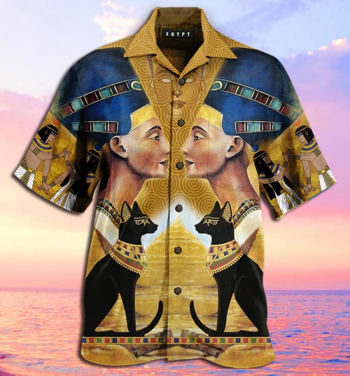 King And Black Cat Egypt Hawaiian Shirt