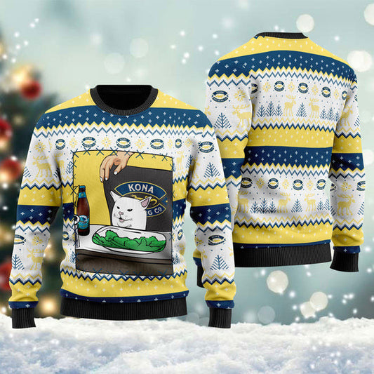 Kona Brewing Cat Meme Christmas Ugly Sweater