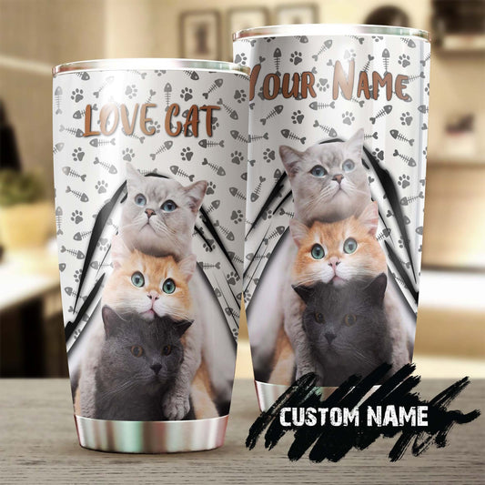 Love Cute Cat Personalized Tumbler