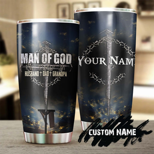 Man Of God Husband Dad Grandpa Personalized Tumbler