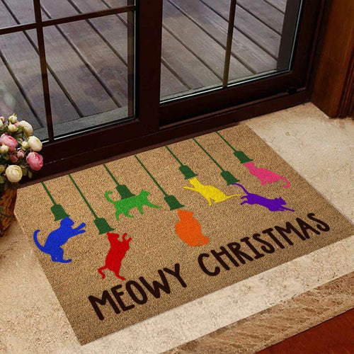 Meowy Christmas Cat DoorMat