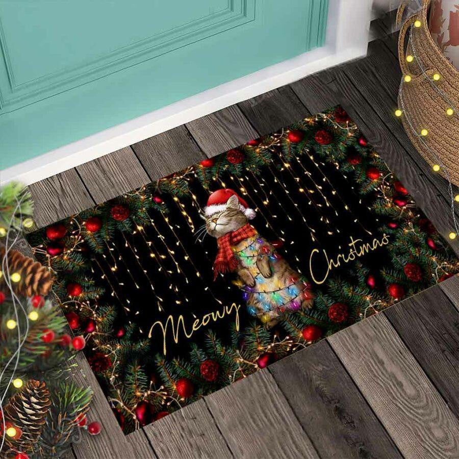 Meowy Christmas Cat DoorMat 1