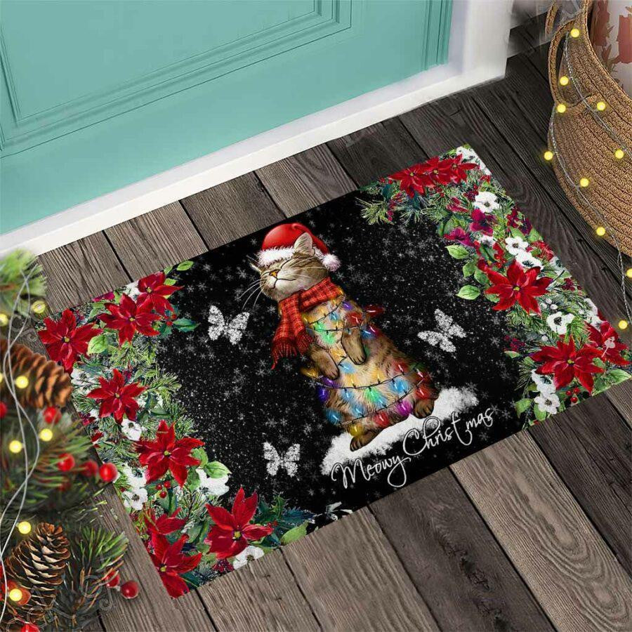 Meowy Christmas Cat DoorMat 2