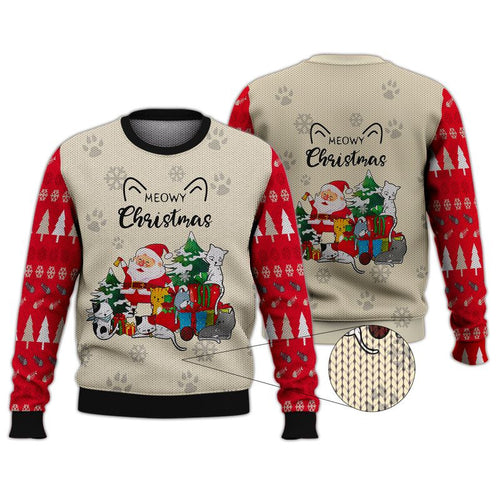 Meowy Christmas Gift For Cat Lovers Ugly Sweater