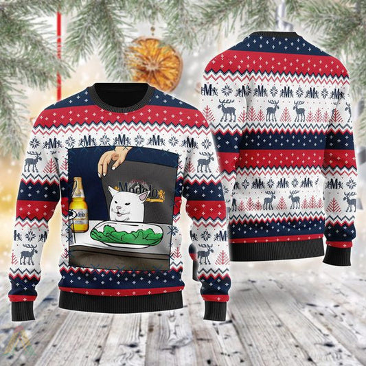 Modelo Beer Cat Meme Ugly Christmas Sweater