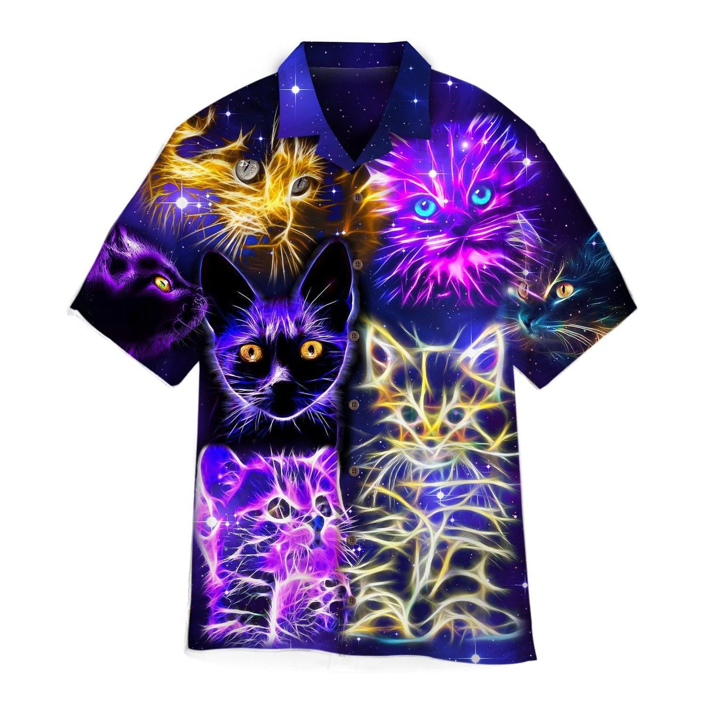 Neon Cat Hawaiian Shirt