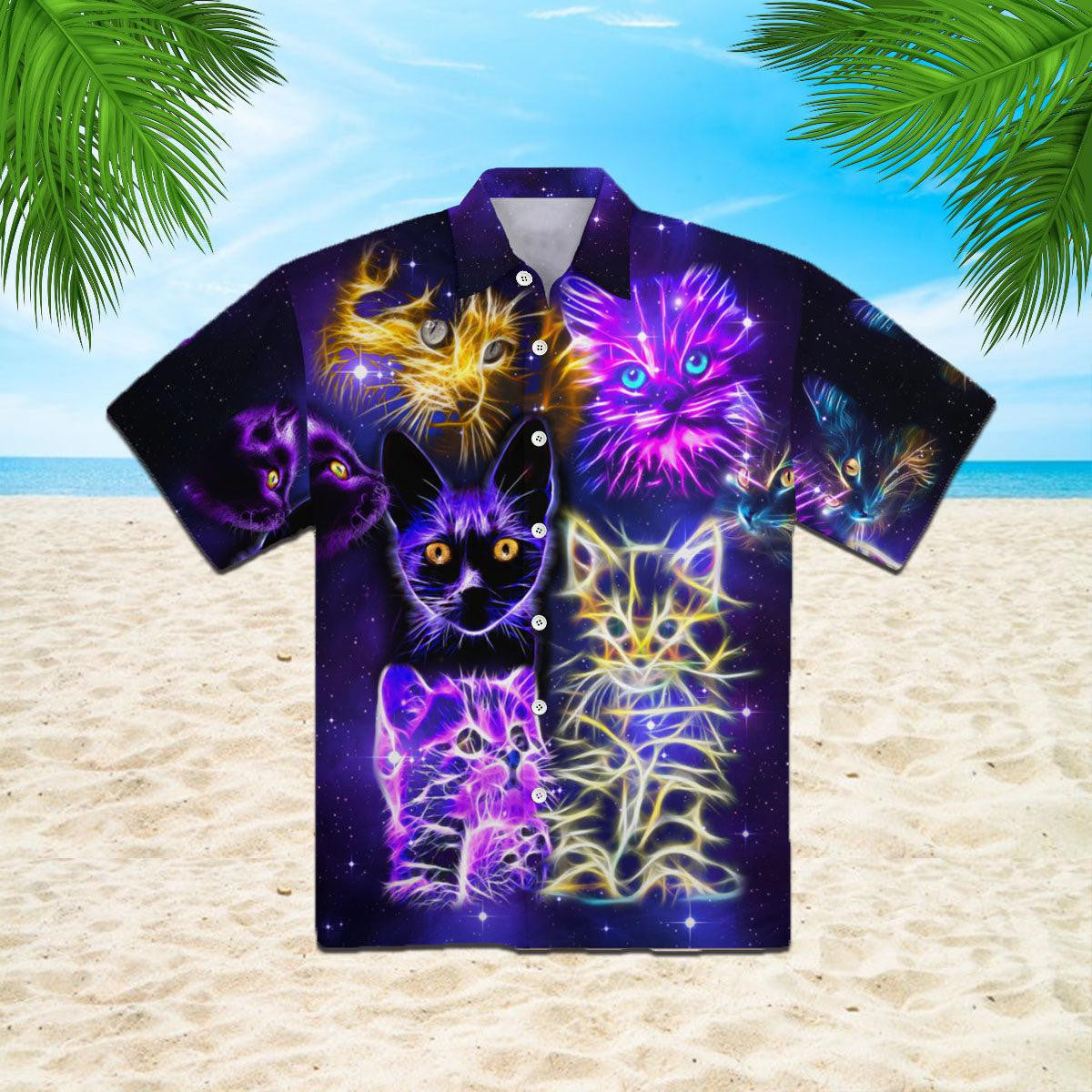 Neon Cat Hawaiian Shirt 1