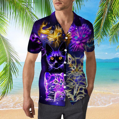 Neon Cat Hawaiian Shirt 2