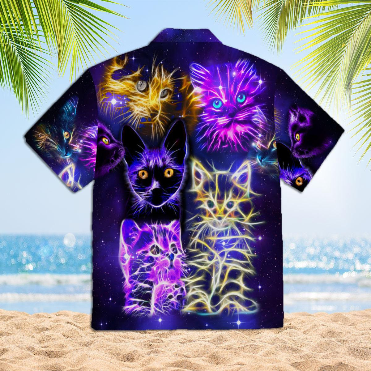 Neon Cat Hawaiian Shirt 3