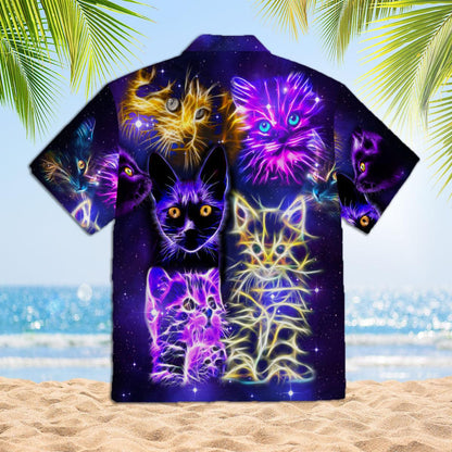 Neon Cat Hawaiian Shirt 3