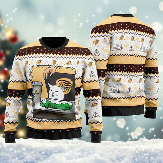 Panera Bread Cat Meme Christmas Ugly Sweater