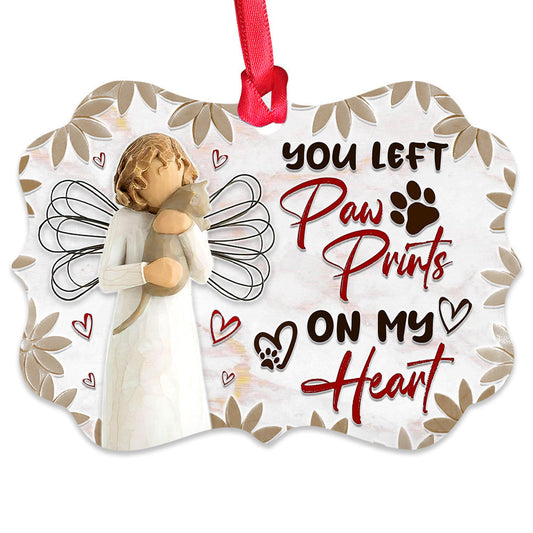Pet Memorial Angel Cat You Left Paw Prints On My Heart Ornament